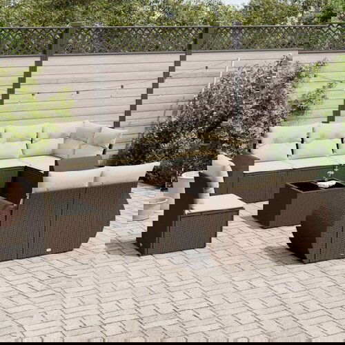  9-dijelni set vrtnih sofa s jastucima poliratan smeđi Cijene