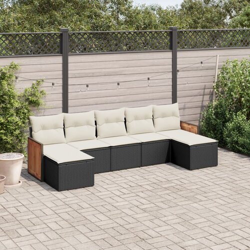  7-dijelni set vrtnih sofa od poliratana s jastucima crni Crna 59 x 62 x 69 cm Cene