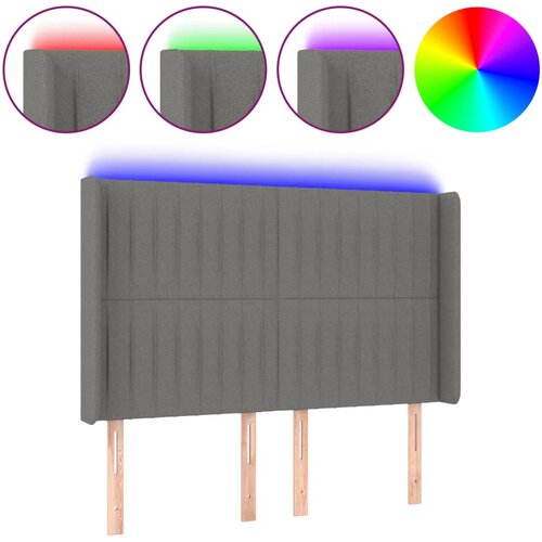  LED uzglavlje tamnosivo 147 x 16 x 118/128 cm od tkanine Slike