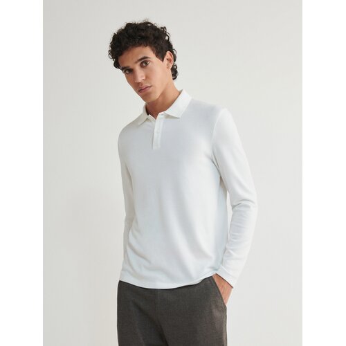 Reserved polo majica comfort fit z dolgimi rokavi - ebenovina Cene