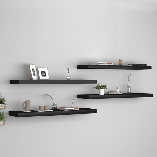 VidaXL plutajuće zidne police 4 kom crne 90 x 23,5 x 3,8 cm MDF Slike
