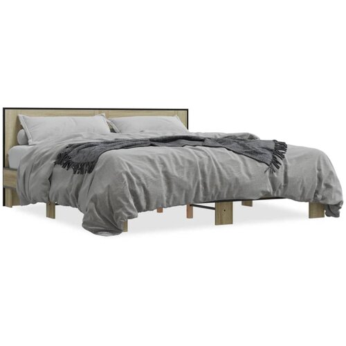  The Living Store Posteljni okvir sonoma hrast 180x200 cm inž. les in kovina - Posteljni Okvir, (21446087) Slike