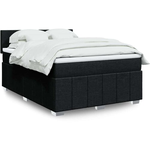 vidaXL Box spring postelja z vzmetnico črna 160x200 cm blago Cene