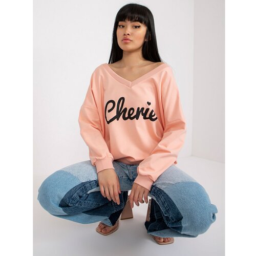 Fashion Hunters Light pink oversized sweatshirt with a print Slike