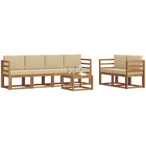  Set vanjskih sofa s jastukom 7 pcs Prirodna i bež Slike
