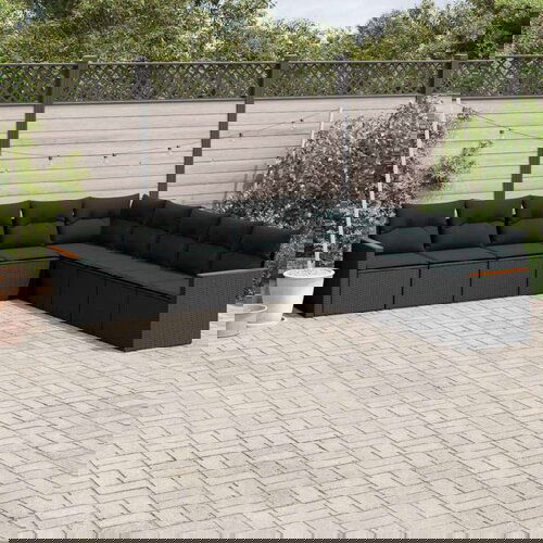  9-dijelni set vrtnih sofa s jastucima crni od poliratana Cijene
