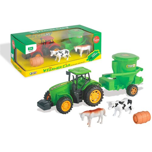 Traktor sa prikolicom i životinjama - Crvena Slike