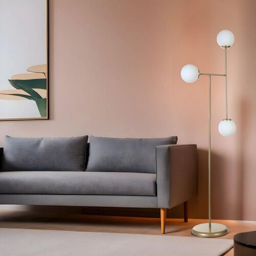 Opviq favori 3 Lü eskitme beyaz Camlı lambader whitegold floor lamp Slike