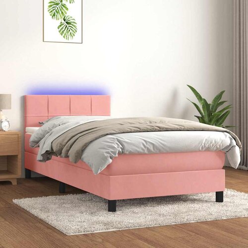 box spring s madracem LED ružičasti 90x200 cm baršunasti Cene