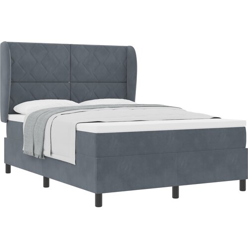 vidaXL Box Spring Postelja z Blazino Temno Siva 140x200 cm Žamet, (22052696) Cene