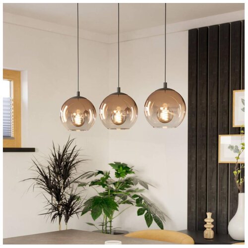 Eglo 901924 -  visilica na sajli ariscani 3xE27/60W/230V crna/bež/zadimljena Cene