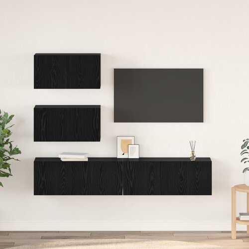 vidaXL TV kabinet 4 pcs Črni hrast 80 x 30 x 30 cm Konstruiran les Cene