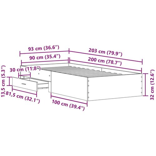  Krevetna Konstrukcija Stari Drv 90x200 cm Konstruirano Drvo Slike