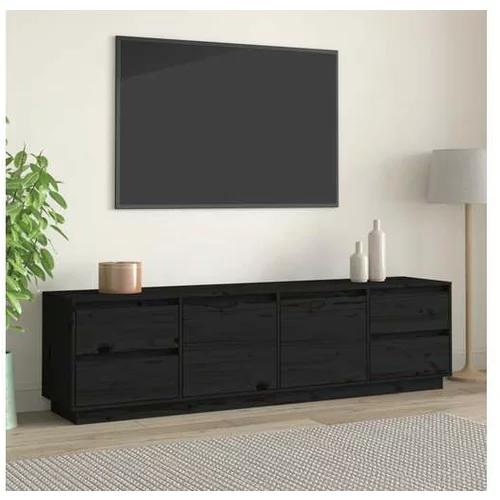 TV omarica črn 176x37x47,5 cm trdna borovina