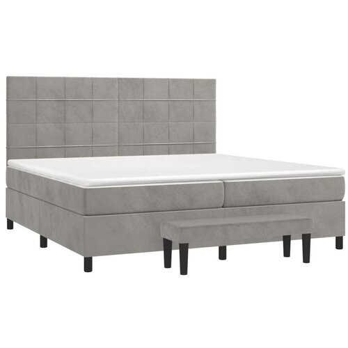  Krevet s oprugama i madracem svjetlosivi 200x200 cm bar&amp;scaron;unasti Slike