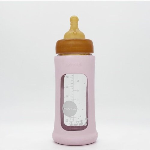 Hevea flašica sa širokim otvorom i zaštitnim rukavom puder roza 1 kom, 250ml/8.5oz Cene