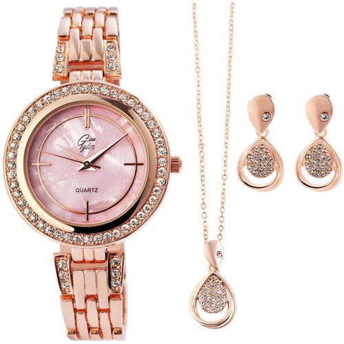 Moja knjižara Set nakita, Sat, ogrlica i minđu&scaron;e, Rose gold Cene