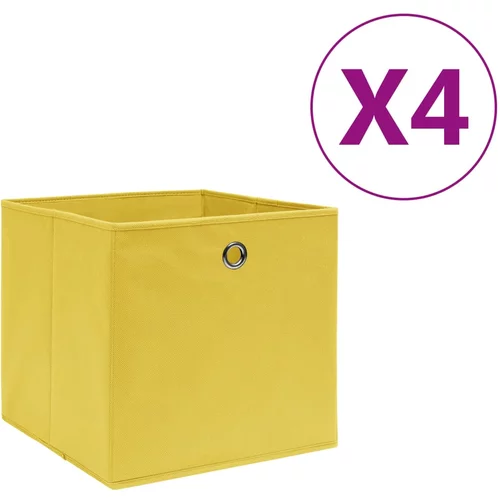 vidaXL Škatle 4 kosi netkano blago 28x28x28 cm rumene