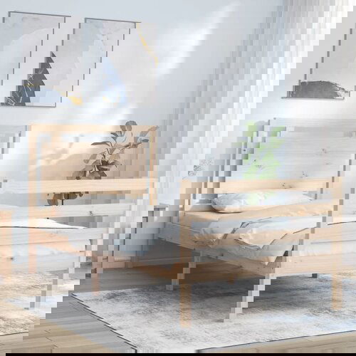 The Living Store Posteljni okvir z vzglavjem 100x200 cm trden les - Posteljni Okvir, (21525207) Slike