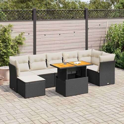 VidaXL 8-dijelni set vrtnih sofa od poliratana s jastucima crni Slike