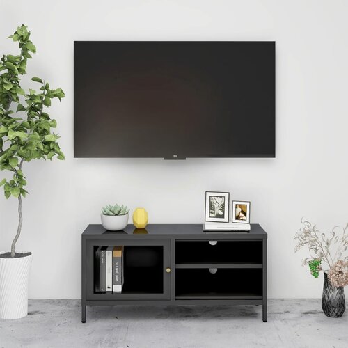 The Living Store TV omarica antracitna 90x30x44 cm jeklo in steklo - TV Omarica, (21375382) Slike