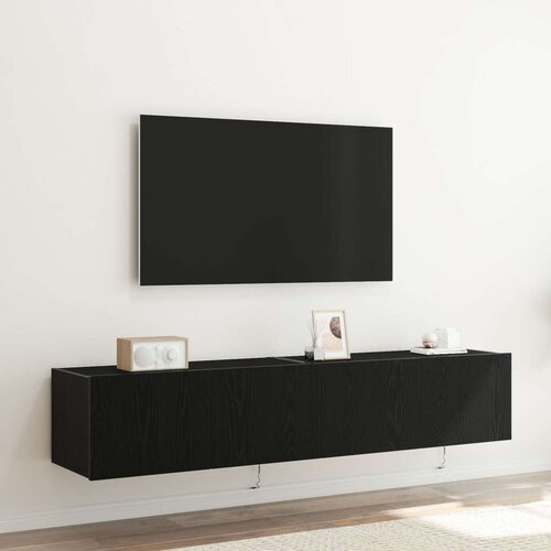 TV zidni ormari s LED svjetlima 2 kom Crni hrast 80x35x31 cm Cene