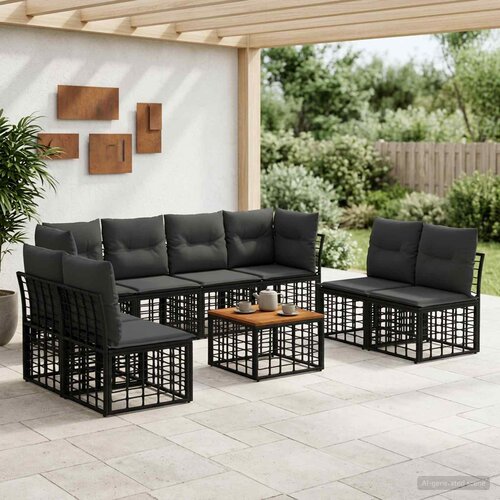  Set vanjskih sofa 9 pcs Crna i tamno siva Poliester Cijene