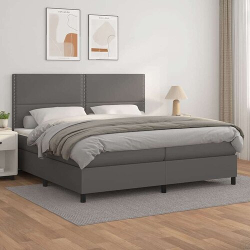 Box spring postelja z vzmetnico siva 200x200 cm umetno usnje, (20901219) Cene