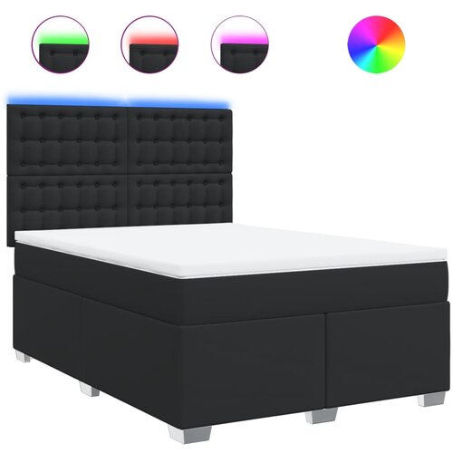 vidaXL Box spring postelja z vzmetnico črn 140x200 cm umetno usnje, (21309327) Cene