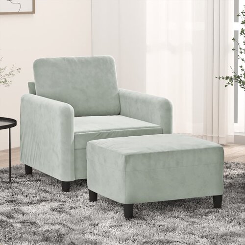  The Living Store Fotelj s stolčkom za noge svetlo siv 60 cm žamet - Kavč S Stolčkom Za Noge, (21485179) Cene