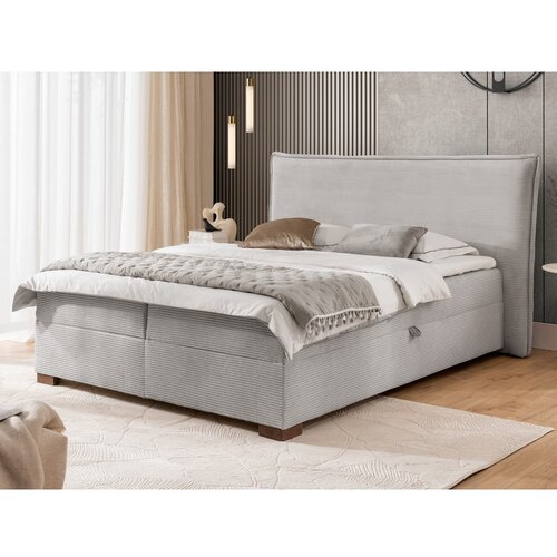 Ropez Svetlo siva boxspring postelja s prostorom za shranjevanje 160x200 cm Lysa &amp;ndash; Slike
