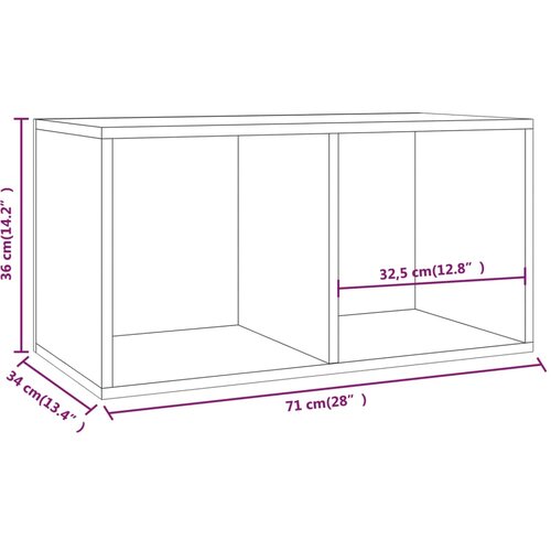  Kutija za pohranu vinilnih ploča siva 71 x 34 x 36 cm drvena Slike