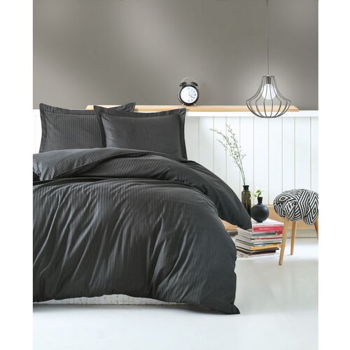  stripe anthracite anthracite satin double quilt cover set Cene