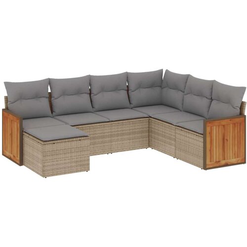 VidaXL 7-dijelni set vrtnih sofa od poliratana s jastucima bež Slike