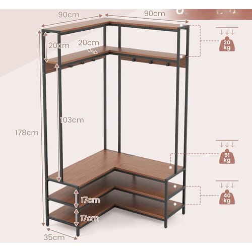  Kotna store omara za shranjevanje, dim. 90 x 90 x 178 cm, rustikalno rjava Slike