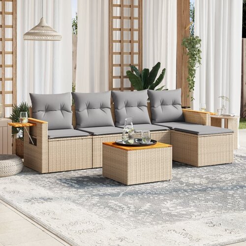 vidaXL 6-dijelni set vrtnih sofa s jastucima bež od poliratana Cijene