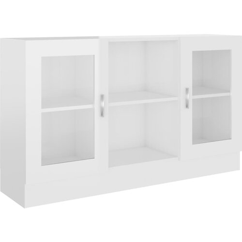vidaXL vitrina visok sijaj bela 120x30,5x70 cm iverna plošča, (20656449) Cene