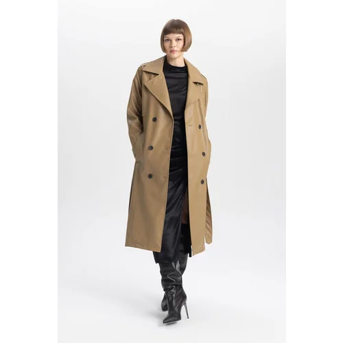 Defacto Waterproof Regular Fit Faux Leather Trench Coat