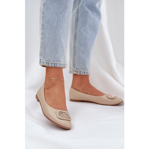 PS1 Ballet Flats On Flat Sole With Decoration Beige Ainoria Slike