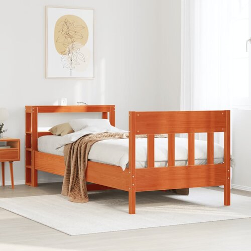 Furnova Posteljni okvir brez vzmetnice vo&amp;scaron;čeno rjav 100x200 cm borovina, (21934486) Slike