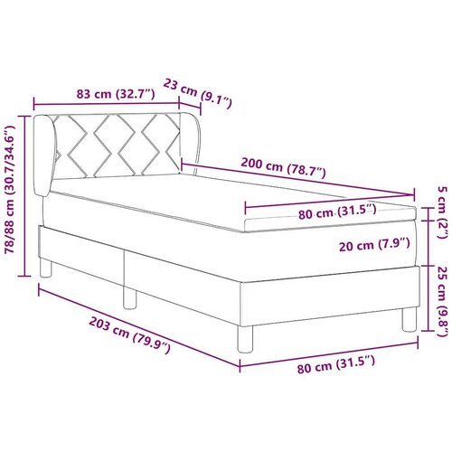 VidaXL Boxspring krevet s madracem Krema 80 x 200 cm tkanina Slike