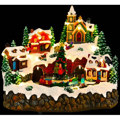  Božićno selo s vlakom SALO 25,5 x 20 x 23 cm Smola &amp;Scaron;areni Slike