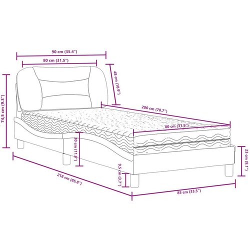 VidaXL krevet s madracem crni 80 x 200 cm od umjetne kože Slike