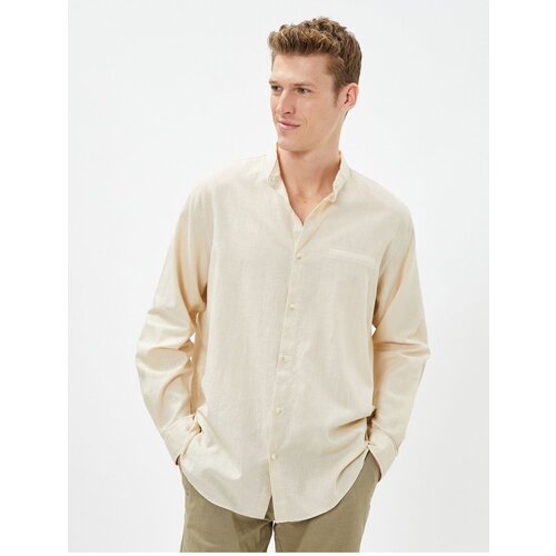 Koton Linen Blend Shirt Magnificent Collar Pocket Detailed Buttoned Long Sleeve Cene