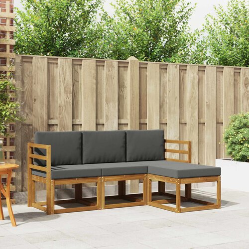  Set vanjskih sofa s jastukom 4 pcs Prirodna i antracit Cijene