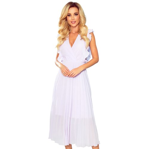 Numoco Pleated dress with ruffles and a neckline Cijene