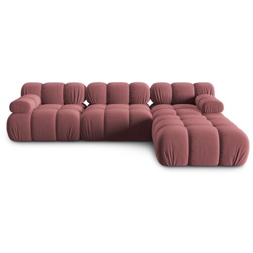 Micadoni Home rožnata žametna kotna sedežna garnitura (desni kot) bellis &amp;ndash; Slike