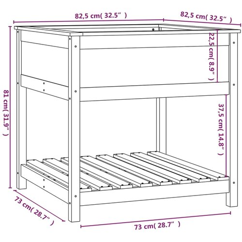  Sadilica s policom siva 82,5x82,5x81 cm od masivne borovine Slike