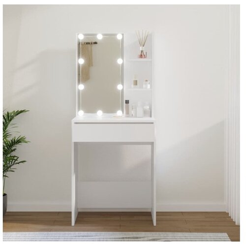  Toaletna mizica z LED lučkami bela 60x40x140 cm Cene