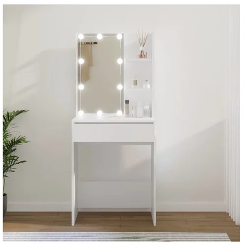  Toaletna mizica z LED lučkami bela 60x40x140 cm